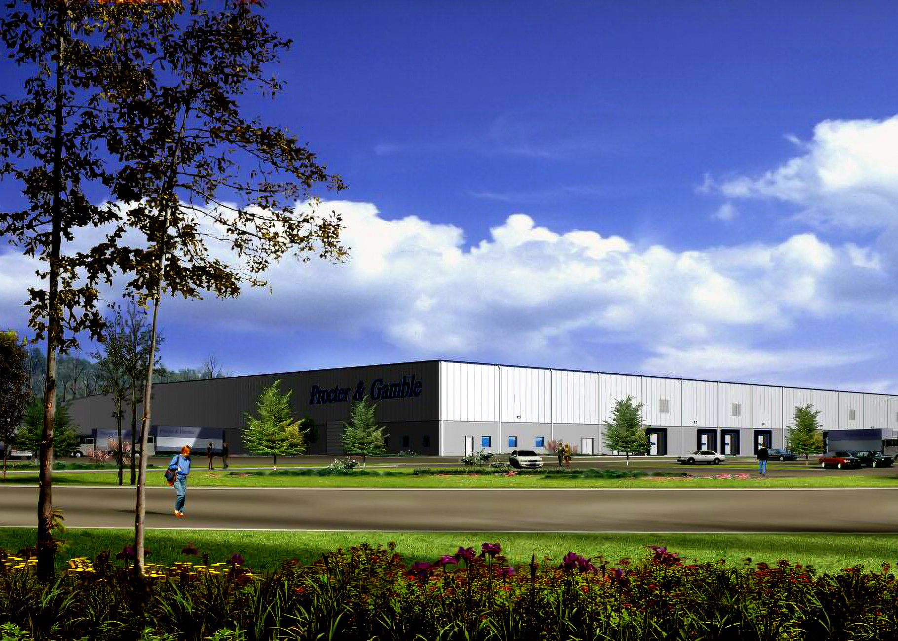 Procter & Gamble warehouse exterior on sunny day