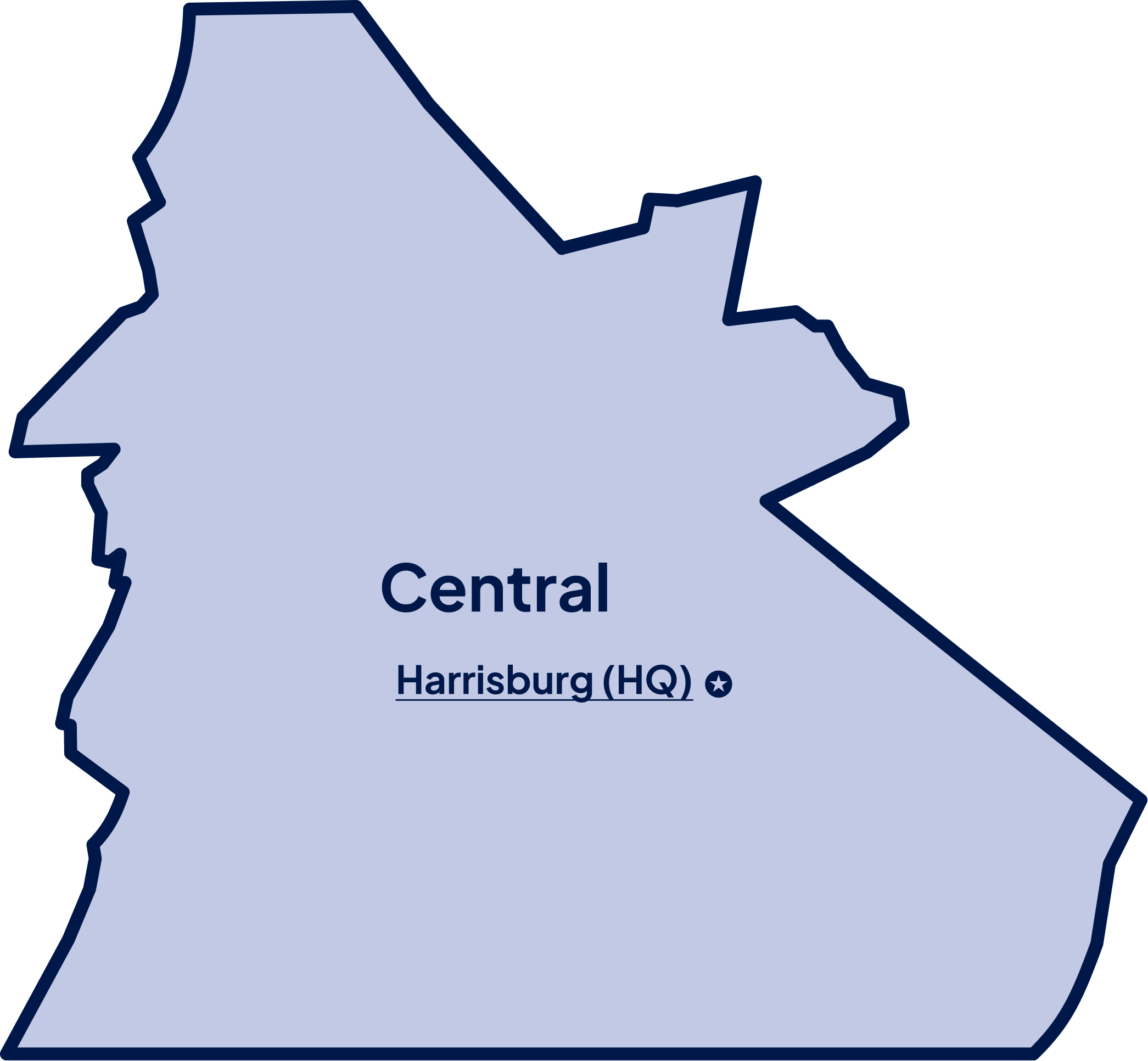 Map of Central Region of Pennsylvania