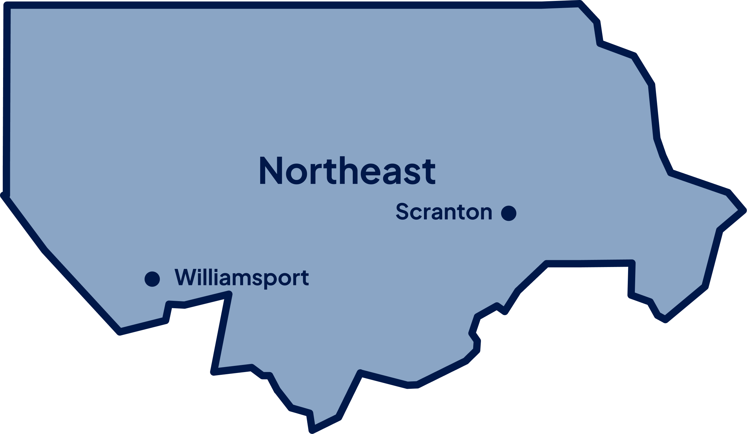 Map of Northeast Region of Pennsylvania