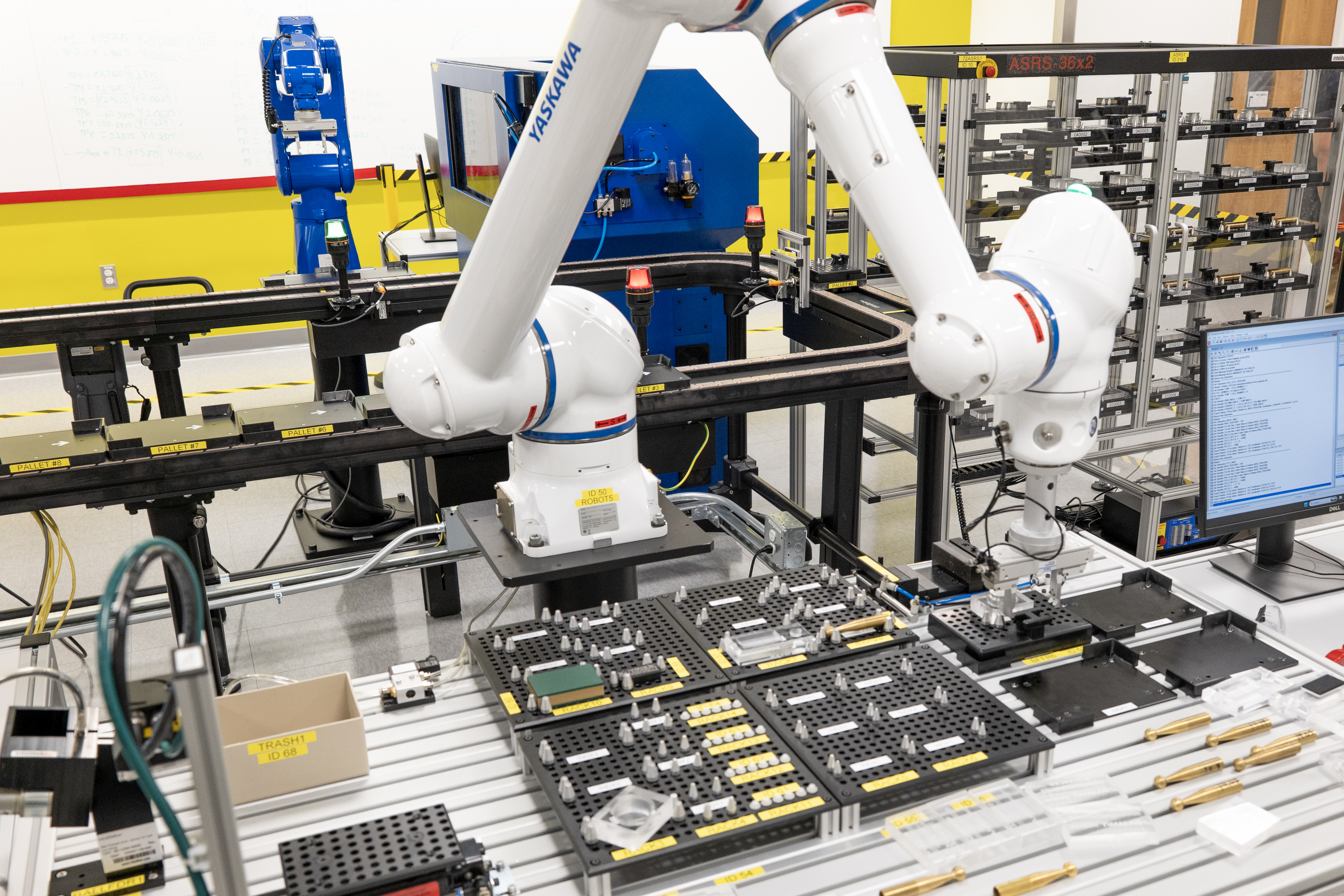 A robotic arm in a classroom